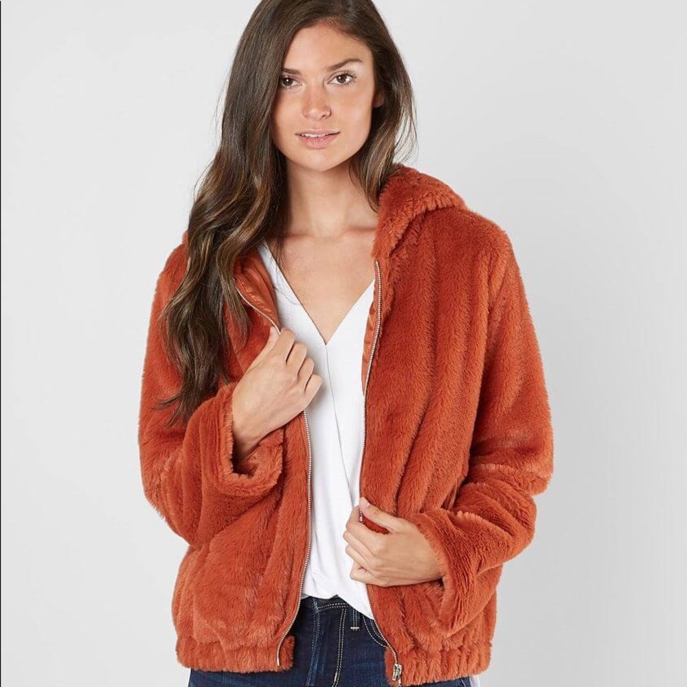 Daytrip by Buckle Orange Faux Fur Jacket